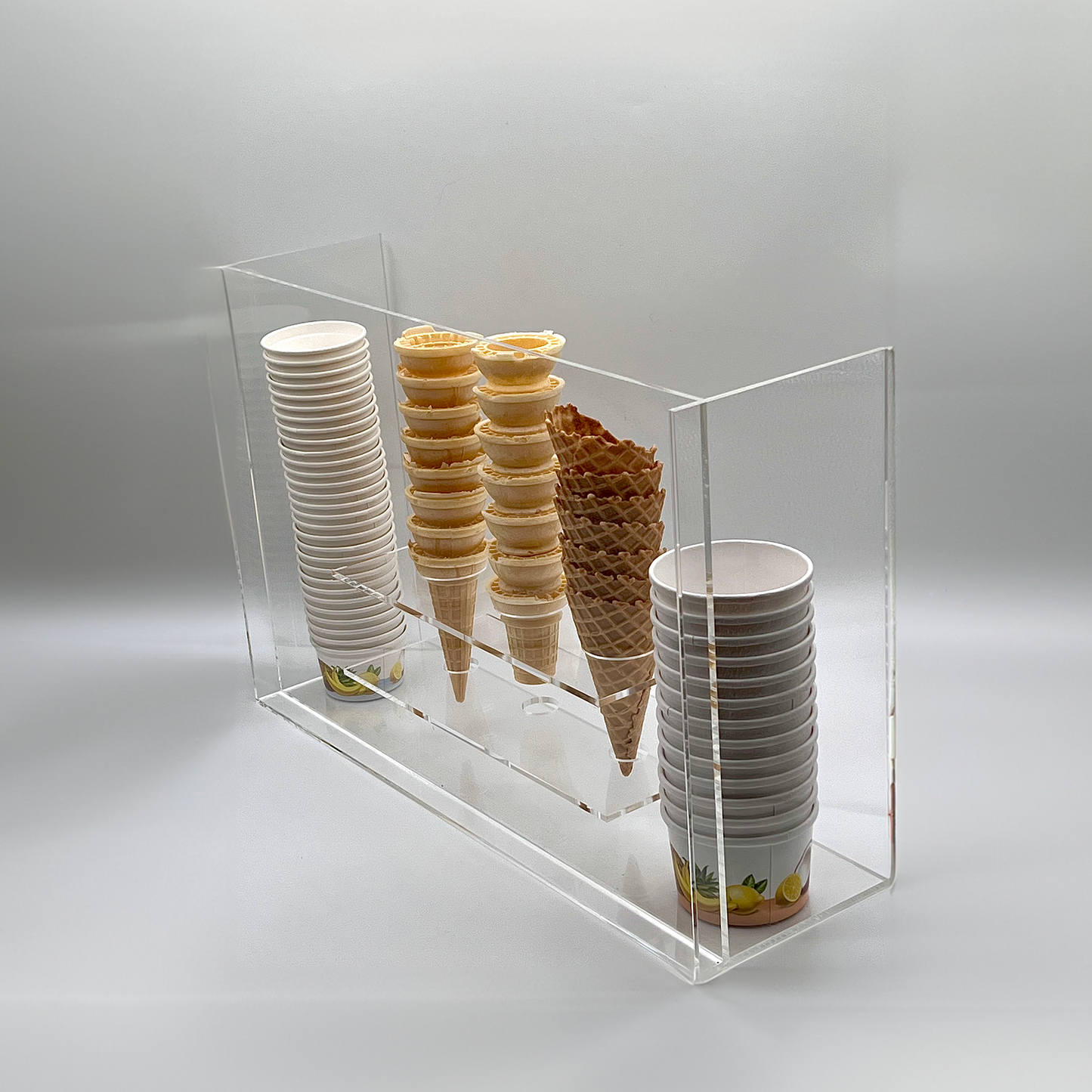 Premium Acrylic Cone/Cup/Dessert display with sneeze guard